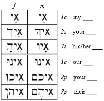 Pronomial Endings (for singular nouns)