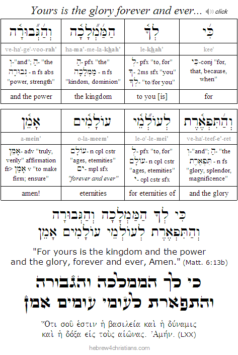 Matthew 6:13b Hebrew Lesson