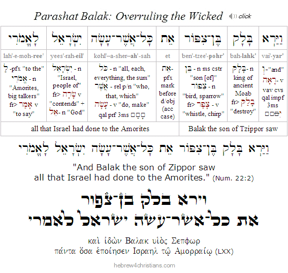 Numbers 22:2 Hebrew Analysis Balak